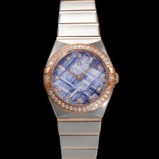 SA급 오메가 여성용 컨스틀레이션 131.25.28.60.99.001 로즈골드 다이아몬드 세팅 베젤 28mm 쿼츠 무브먼트 메테오라이트 다이얼 omg0150 xx