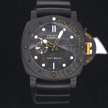 SA급 파네라이 남성용 서브멀시브 GMT 카보텍 네이비 실 PAM01324 오토매틱 Cal.P9000타입 44mm 블랙 다이얼 pan5231 xx