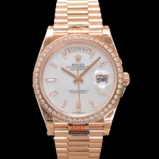 SA급 로렉스 남성용 New 데이데이트 m228345rbr-0026 무게187g 프레지던트 18K 로즈골드 40mm 오토매틱 Cal.2836-2 타입 다이아몬드/마더 오브펄 다이얼 rol5402 xx