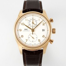 SA급 아이더블유씨 남성용 포루투기즈 IW390301 18k 로즈골드 42mm 크로노그래프 오토매틱 무브먼트 화이트 다이얼 iwc4096 xx