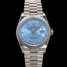 SA급 로렉스 남성용 New 데이데이트 m128236-0009 무게173g 플래티넘 프레지던트 36mm 오토매틱 Cal.2836-2 타입 아이스 블루 바게트 다이얼 rol5411 xx