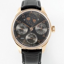 SA급 아이더블유씨 남성용 포루투기즈 IW503404 퍼페추얼 캘린더 더블 문 44mm 18k 로즈골드 오토매틱 무브먼트 그레이 다이얼 iwc4111 xx