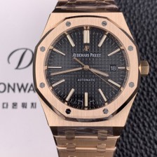 SA급 오데마피게 남성용 15400OR.OO.1220OR.01 로얄오크 18k 로즈골드 41mm 오토매틱 Cal.3120무브먼트 블랙 와플 다이얼 aud6534 xx