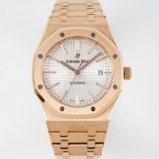 SA급 오데마피게 남성용 15400OR.OO.1220OR.02 로얄오크 18k 로즈골드 41mm 오토매틱 Cal.3120무브먼트 실버 와플 다이얼 aud6536 xx