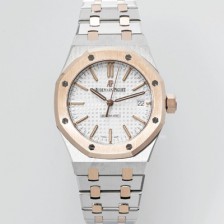 SA급 오데마피게 남성용 하이엔드 15450ST 로얄오크 18K 로즈골드 37mm 오토매틱 Cal.3120무브먼트 실버 와플 다이얼 aud6523 xx