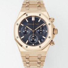 SA급 오데마피게 남성용 로얄오크 26240OR.OO.1320OR.05 크로노그래프 18K 로즈골드 41mm 오토매틱 Cal.4401 타입 블루 와플 다이얼 aud6556 xx