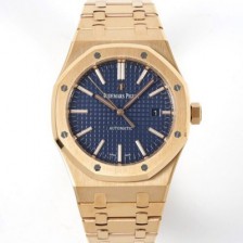 SA급 오데마피게 남성용 15400OR.OO.1220OR.03 로얄오크 18k 로즈골드 41mm 오토매틱 Cal.3120무브먼트 블루 와플 다이얼 aud6537 xx