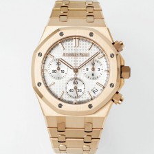 SA급 오데마피게 남성용 로얄오크 26240OR.OO.1320OR.07 크로노그래프 18K 로즈골드 41mm 오토매틱 Cal.4401 타입 실버 와플 다이얼 aud6557 xx
