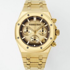 SA급 오데마피게 남성용 로얄오크 26240BA.OO.1320BA.02 크로노그래프 18K 옐로우골드 41mm 오토매틱 Cal.4401 타입 스모크 샴페인 와플 다이얼 aud6559 xx