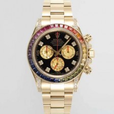 SA급 로렉스 남성용 데이토나 레인보우 116598 RBOW 크로노그래프 18K 옐로우골드 40mm 오토매틱 Cal.4130타입 블랙 다이얼 rol5432 xx