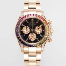 SA급 로렉스 남성용 데이토나 레인보우 116598 RBOW 크로노그래프 18k 로즈골드 40mm 오토매틱 Cal.4130타입 블랙 다이얼 rol5433 xx