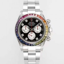 SA급 로렉스 남성용 데이토나 레인보우 116599 RBOW 크로노그래프 40mm 오토매틱 Cal.4130타입 블랙 다이얼 rol5434 xx