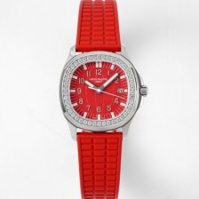 SA급 파텍필립 여성용 아쿠아넛 5067A 35.6mm 스위스 쿼츠 E23-250 S C 무브먼트 레드 다이얼 pat2235 xx