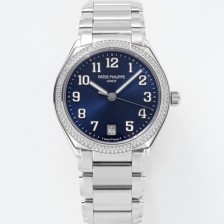 SA급 파텍필립 여성용 트웬티-포 티파니 7300/1200A-001 다이아몬드 36mm 오토매틱 Cal.324 타입 블루 다이얼 pat2230 xx