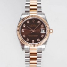 SA급 로렉스 여성용 데이져스트 178271 플루티드 18k 로즈골드 31mm 오이스터 오토매틱 2236타입 브라운 다이얼 rol5442 xx