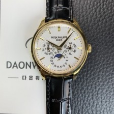 SA급 파텍필립 남성용 퍼페추얼 캘린더 18K 옐로우골드 5140 가죽줄 40mm 오토매틱 Cal.240 타입 화이트 다이얼 pat2242 xx