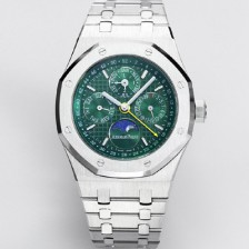 SA급 오데마피게 남성용 로얄오크 26574 퍼페츄얼 캘린더 문페이즈 41mm 그린 다이얼 신형 5134 오토매틱 무브먼트 aud4208 xx