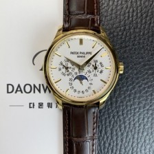 SA급 파텍필립 남성용 퍼페추얼 캘린더 18K 옐로우골드 5140 가죽줄 40mm 오토매틱 Cal.240 타입 화이트 다이얼 pat2243 xx