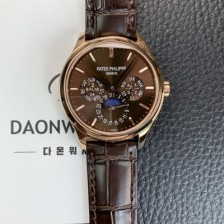 SA급 파텍필립 남성용 퍼페추얼 캘린더 18K 로즈골드 5140 가죽줄 40mm 오토매틱 Cal.240 타입 브라운 다이얼 pat2246 xx
