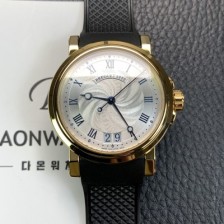 SA급 브레게 남성용 마린 컬렉션 5817BA/12/9V8 빅데이트 UP!! 18K 옐로우 골드 케이스 화이트 물결무늬 다이얼 Cal.517GG HG 오토매틱 무브먼트 brg03025 xx