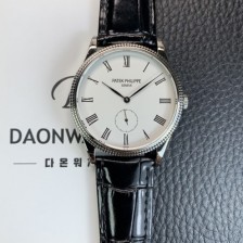 SA급 파텍필립 남성용 칼라트라바 가죽줄 39mm 오토매틱 324 타입 화이트 다이얼 pat2247 xx