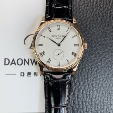 SA급 파텍필립 남성용 칼라트라바 18K 로즈골드 가죽줄 39mm 오토매틱 324 타입 화이트 다이얼 pat2248 xx