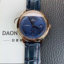 SA급 오메가 남성용 드빌 스몰 434.53.41.20.03.001 세컨즈 마스터 크로노미터 18K 로즈골드 41mm 오토매틱 Cal.8802 타입 블루 다이얼 omg0217 xx