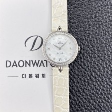 SA급 오메가 여성용 드빌 424.18.27.60.52.001 프레스티지 듀드롭 27.4mm 다이아몬드 쿼츠 무브먼트 화이트 자개 다이얼 omg0238 xx