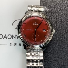 SA급 오메가 남성용 드빌 스몰 434.10.41.20.11.001 세컨즈 마스터 크로노미터 41mm 오토매틱 Cal.8802 타입 버건디 다이얼 omg0213 xx