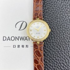 SA급 오메가 여성용 드빌 424.58.27.60.55.001 프레스티지 듀드롭 27.4mm 옐우골드 다이아몬드 쿼츠 무브먼트 화이트 자개 다이얼 omg0234 xx