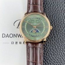 SA급 블랑팡 남성용 빌레레 퀀탬 컴플레트 40mm 문페이즈 18K 로즈골드 오토매틱 Cal.6654타입 그린 다이얼 bla4218 xx