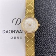 SA급 
디올 여성용 라디드 사틴 25mm 다이아몬드 18K 옐루골드 쿼츠 무브먼트 화이트 자게 다이얼 dio1001 xx