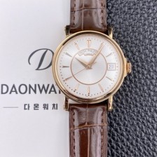 SA급 파텍필립 남성용 칼라트라바 5153R 가죽줄 18K 로즈골드 38mm 오토매틱 Cal.324 타입 화이트 다이얼 pat2281 xx