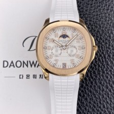 SA급 파텝필립 남성용 아쿠아넛 5261R 루스 연간 캘린더 문페이즈 39.9mm 18K 로즈골드 오토매틱 Cal.324 S C 타입 화이트 다이얼 pat2272 xx