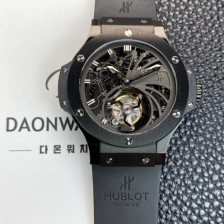 SA급 휴블렛 남성용 빅뱅 블랙 PVD 코팅 투어빌론 탑재 무브먼트 스켈레톤 다이얼 hub2154 xx