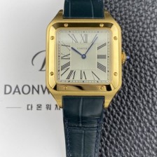 SA급 까르띠에 남성용 산토스 뒤몽 santos1612 엑스라지 18K 옐우골드 46.6mm 쿼츠 무브먼트 실버 다이얼 car69377 xx