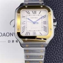 SA급 까르띠에 남성용 산토스 드 까르띠에 워치 W2SA0009 라지 39.8mm 18K 옐우골드 오토매틱 9015 무브먼트 화이트 다이얼 car69391 xx