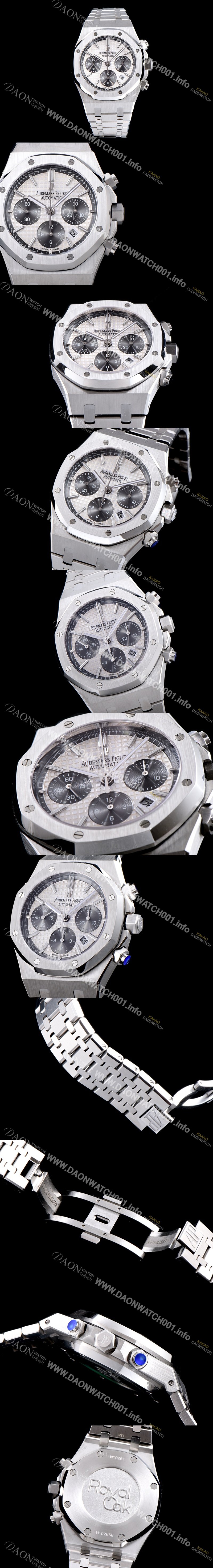 SA급 오데마피게 남성용 NEW 로얄오크 26331ST.OO.1220ST.03 41mm 사이즈 드레스 워치!! 크로노그래프 화이트 와플 다이얼 브레이슬릿 신형 ETA 7750B-2 오토매틱 무브먼트 AUD0140 xx