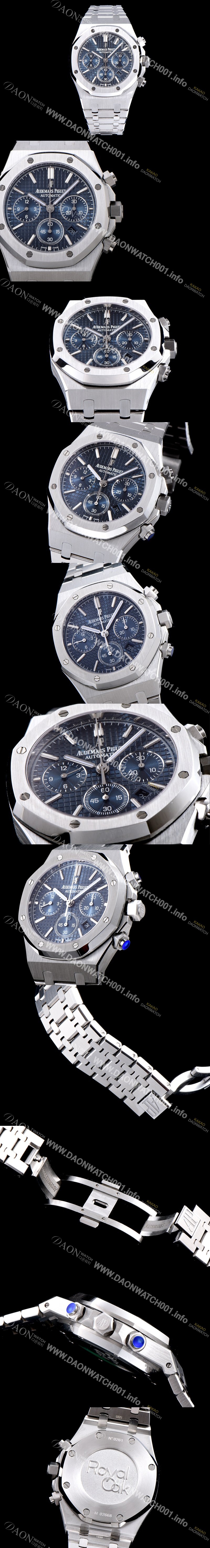 SA급 오데마피게 남성용 NEW 로얄오크 26320ST.OO.1220ST.03 41mm 사이즈 드레스 워치!! 크로노그래프 블루 와플 다이얼 브레이슬릿 신형 ETA 7750B-2 오토매틱 무브먼트 AUD0140 xx