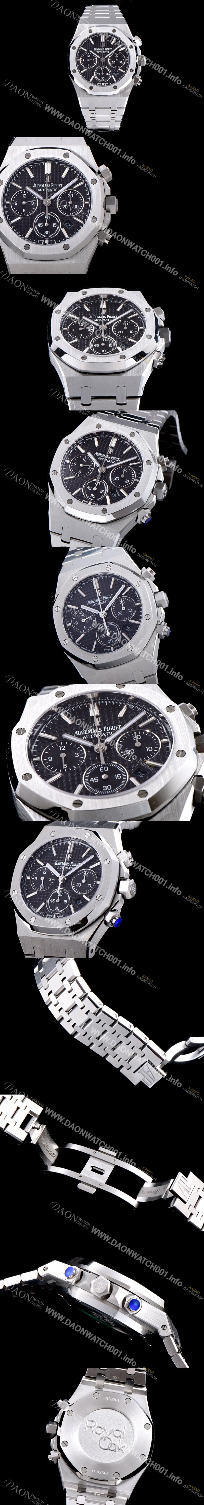 SA급 오데마피게 남성용 NEW 로얄오크 26320ST.OO.1220ST.01 41mm 사이즈 드레스 워치!! 크로노그래프 블랙 와플 다이얼 브레이슬릿 신형 ETA 7750B-2 오토매틱 무브먼트 AUD0141 xx