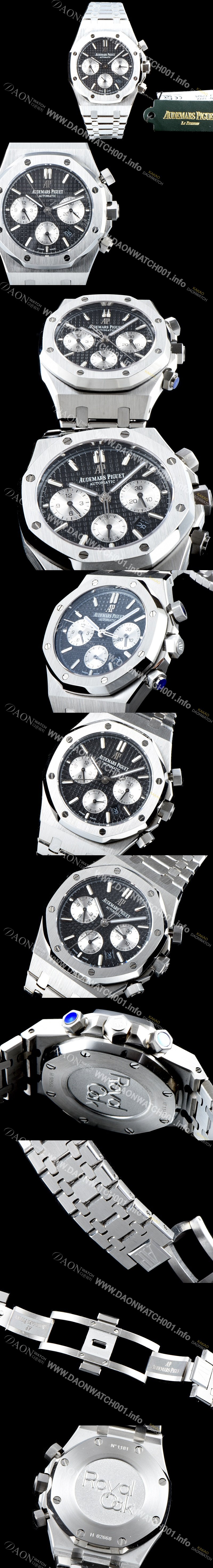 SA급 오데마피게 남성용 NEW 로얄오크 26331ST.OO.1220ST.02 41mm 사이즈 드레스 워치!! 크로노그래프 블랙 와플 다이얼 브레이슬릿 신형 ETA 7750B-2 오토매틱 무브먼트 AUD0145 xx