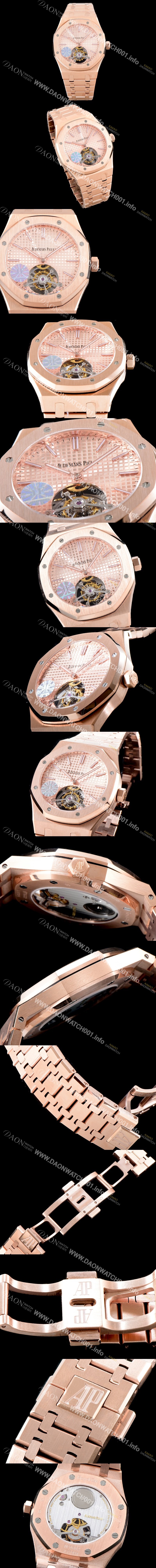 SA급 오데마피게 남성용 로얄오크 26515OR.OO.1220OR.01 뚜르비용 한정판 신제품!! 투어빌론 씬-엑스트라 UP!!고급스러운 18k 로즈골드 와플 다이얼 니켈도금된 세귤 리얼 아시안 투어빌론 탑재 AUD0101 xx