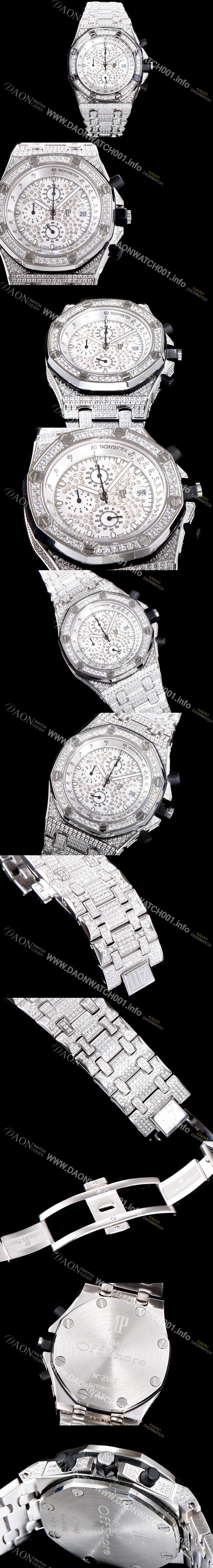 SA급 오데마피게 남성용 최고급 소재!!로얄오크 오프쇼어 26473BC.ZZ.8043BC.01 최상급쥬얼 화이트 골드 풀다이아몬드 세팅 크로노그래프 브레이슬릿 일본 수입산 VK쿼츠 무브먼트 AUD0100 xx