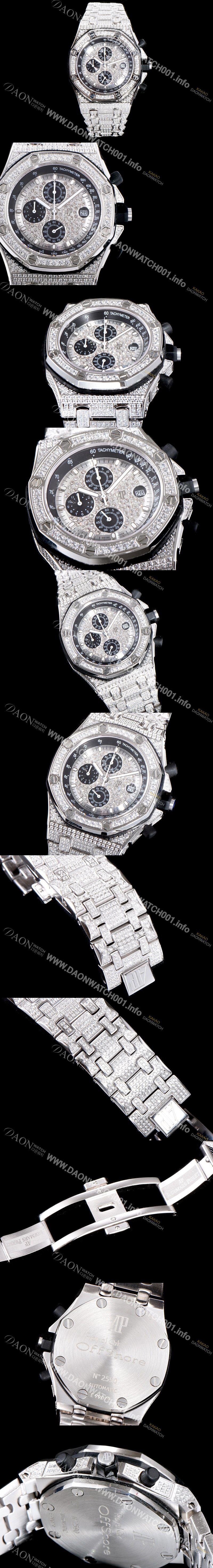 SA급 오데마피게 남성용 최고급 소재!!로얄오크 오프쇼어 26473BC.ZZ.8043BC.01 최상급쥬얼 화이트 골드 풀다이아몬드 세팅 크로노그래프 브레이슬릿 일본 수입산 VK쿼츠 무브먼트 AUD0101 xx