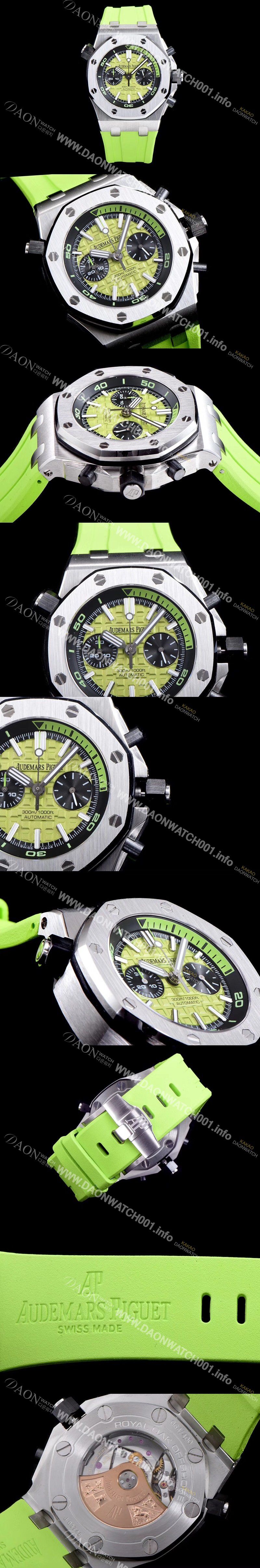 SA급 오데마피게 남성용 로얄오크 오프쇼어 26703ST.OO.A038CA.01 1:1 베스트 에디션 크로노그래프 그린 러버 스트랩 오토매틱 무브먼트 AUD0222 xx