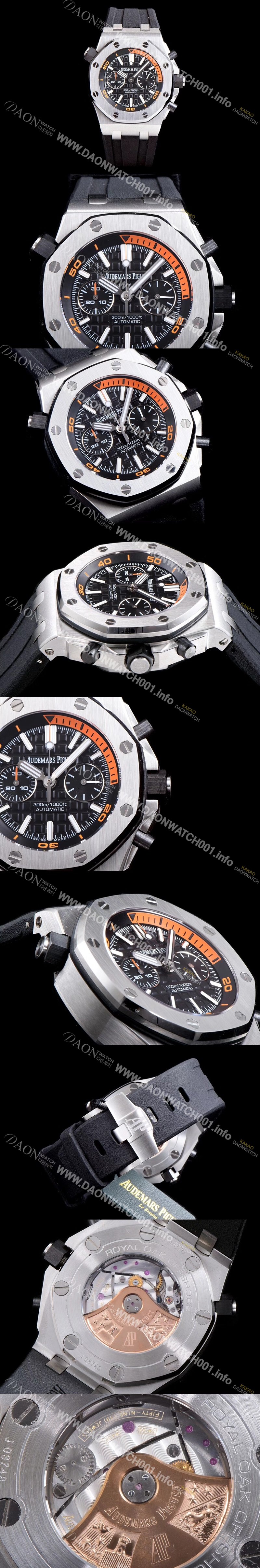 SA급 오데마피게 남성용 로얄오크 오프쇼어 다이버 26703ST.OO.A027CA.01 1:1 베스트 에디션 크로노그래프 블랙 러버 스트랩 오토매틱 무브먼트 AUD0220 xx