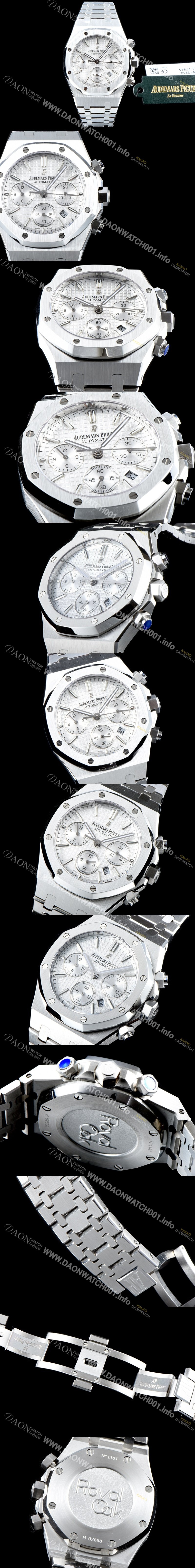 SA급 오데마피게 남성용 신상 업데이트! 로얄오크 오프쇼어 26320ST.OO.1220ST.02 크로노그래프 실버 와플 다이얼 브레이슬릿 오토매틱 무브먼트 AUD0200 xx