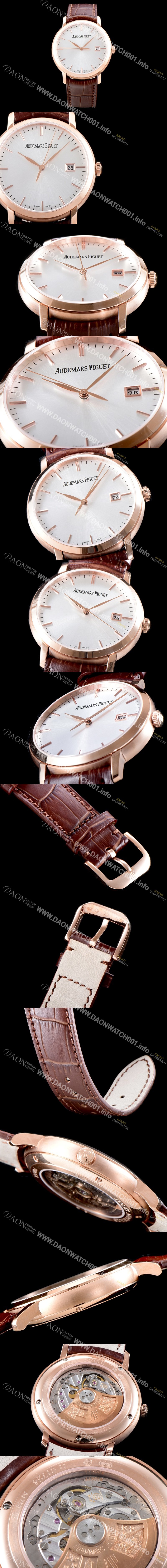 SA급 오데마피게 남성용 최신버전 업그레이드형!! 줄스 오데마 15170OR.OO.A088CR.01 클래식 데이트 신제품 18K 로즈골드 케이스 화이트 실버 다이얼 셀프와인딩 무브먼트 AUD0130 xx