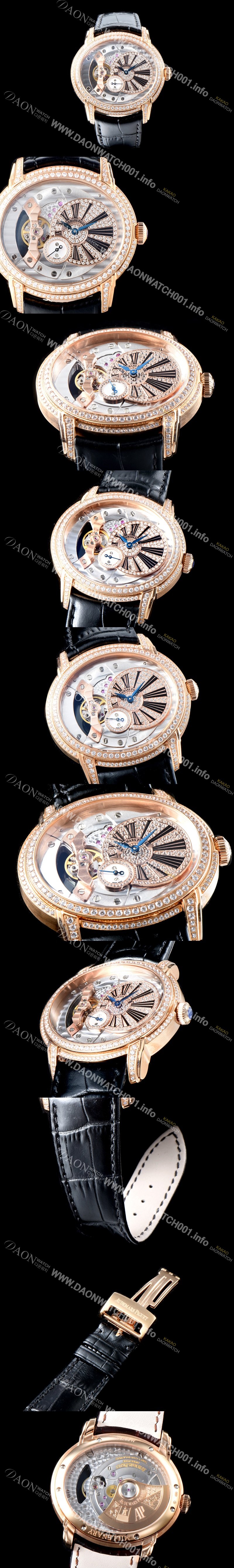 SA급 오데마피게 남성용 밀레어리 럭셔리 베젤 투라인 77247OR.ZZ.A812CR.01 18K 로즈골드 다이아몬드 셋팅&골드 스켈레톤 다이얼 오토매틱 무브먼트 AUD0110 xx