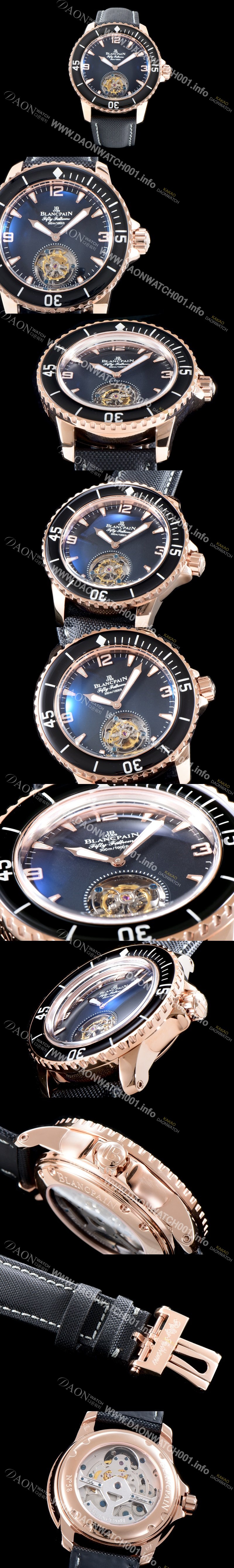 SA급 블랑팡 남성용 피프티 패던스 스켈레톤 뚜르비용!! 고급스러운 18k로즈골드 케이스 블랙&스켈레톤 다이얼 아시안 투어빌론 탑재 무브먼 BLA4250 xx